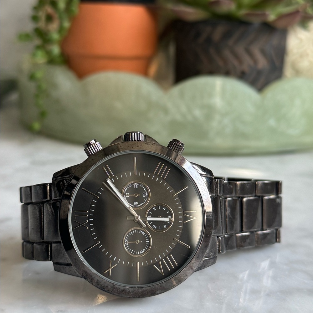 Black Metal Chronograph Watch